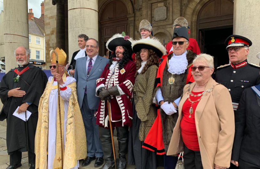 (Photo above: Michael Ellis MP with leaders in Northampton including the Lord Lieutenant, the High Sheriff, the Mayor of Northampton and the assistant Bishop of Peterborough)