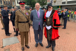 (Photo above: Michael Ellis MP with Colonel Blomfield (who was in charge of the parade of 1,200 cadets in Northampton) and the Mayor of Northampton at the Platinum Jubilee celebrations in the Market Square.)